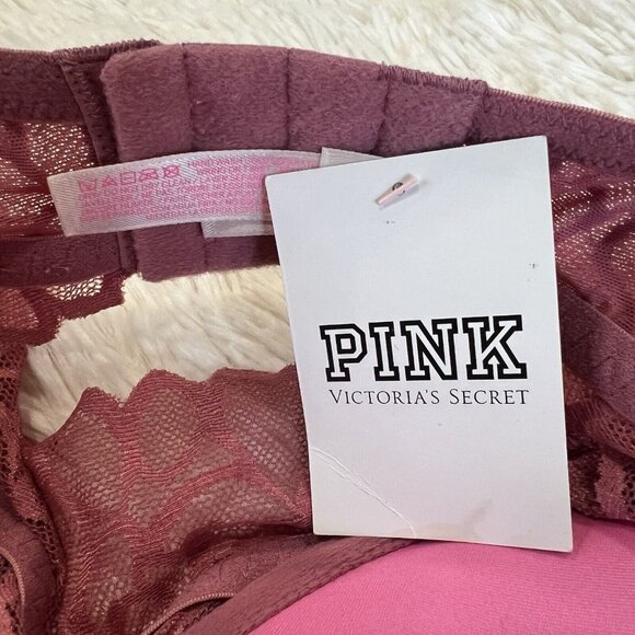 VICTORIA'S SECRET PINK  HALTER LACE BRALETTE BRA PINK MAUVE SDD - Picture 10 of 10
